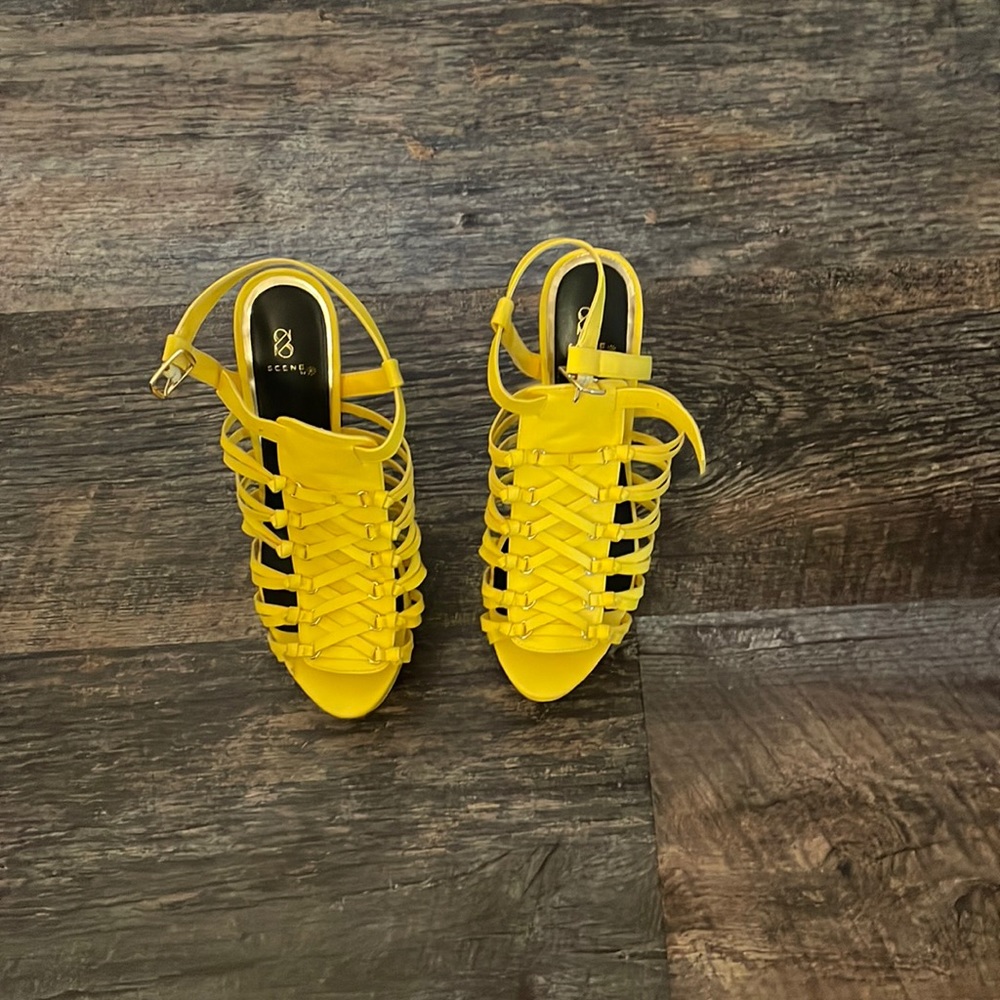 Yellow stiletto sandals